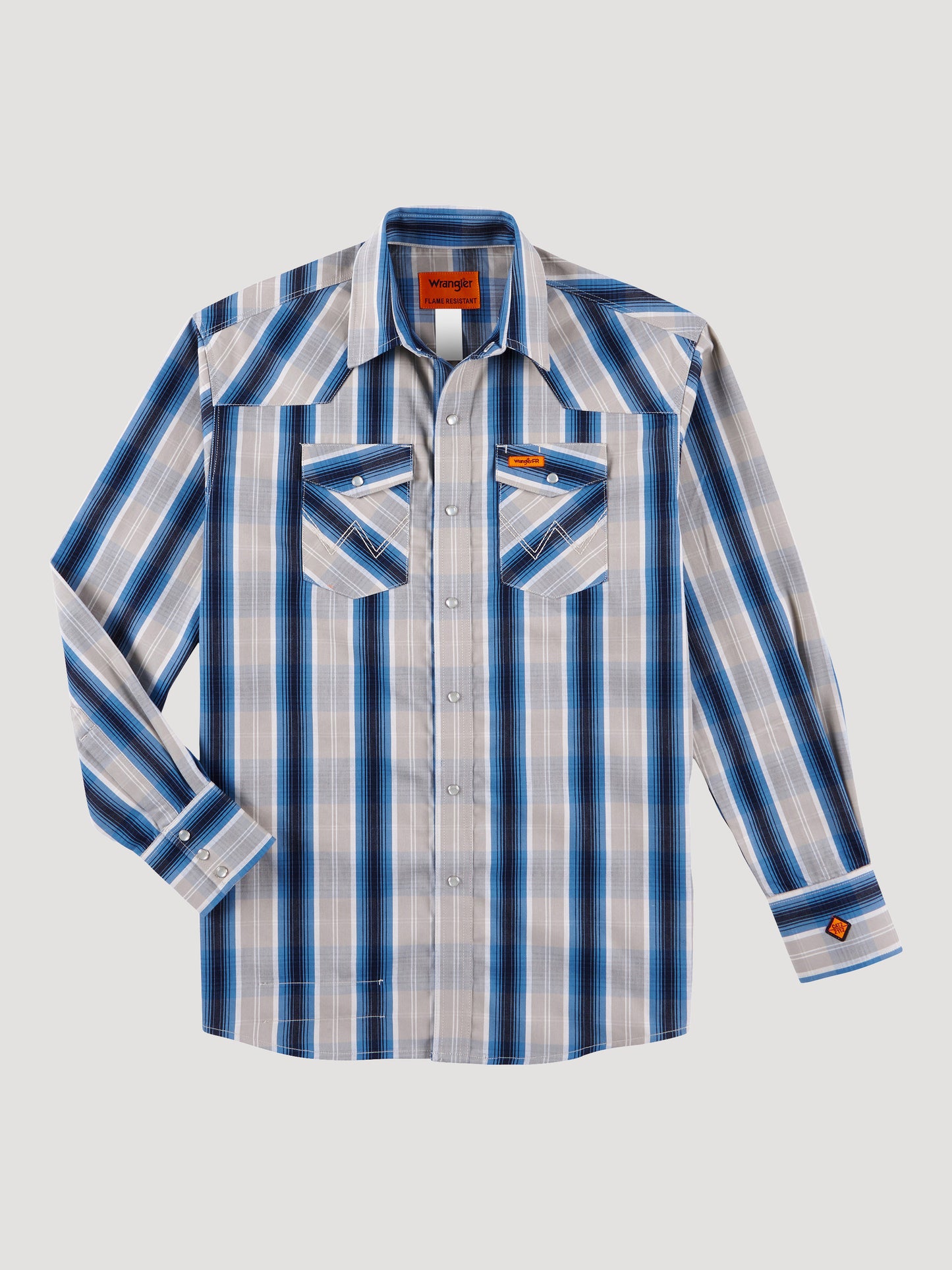 Wrangler® FR Western Snap Shirt - Tan/Blue 112319160