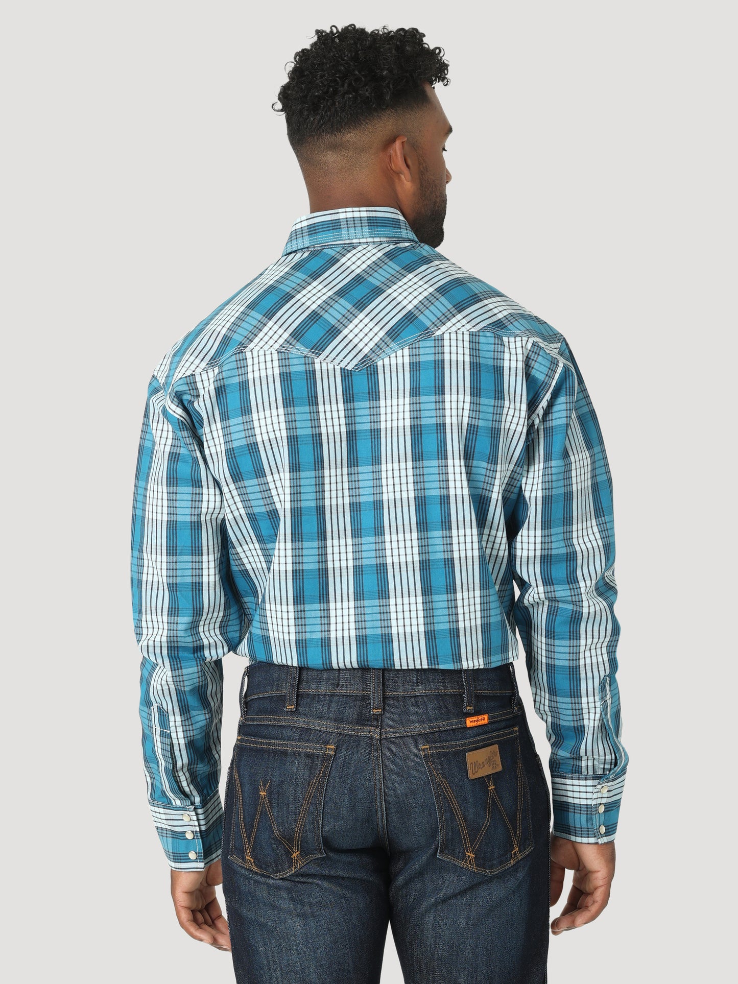 Wrangler® FR 20X Fashion Snap Shirt - Aqua Plaid 112319162