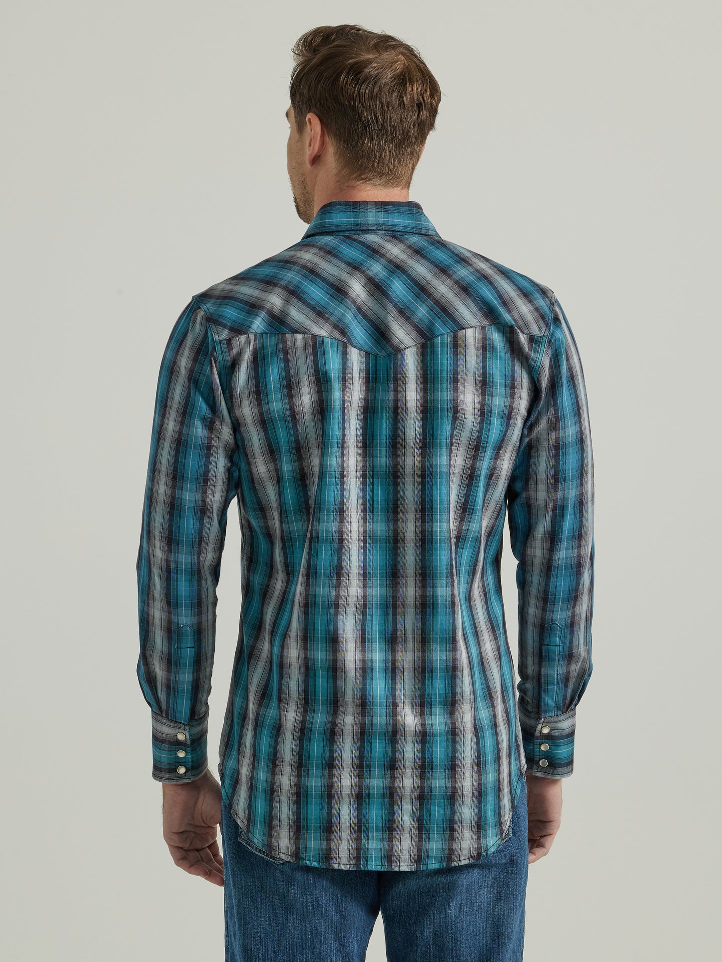 Wrangler® FR Flame Resistant Long Sleeve Work Shirt - Black/Teal 112337358
