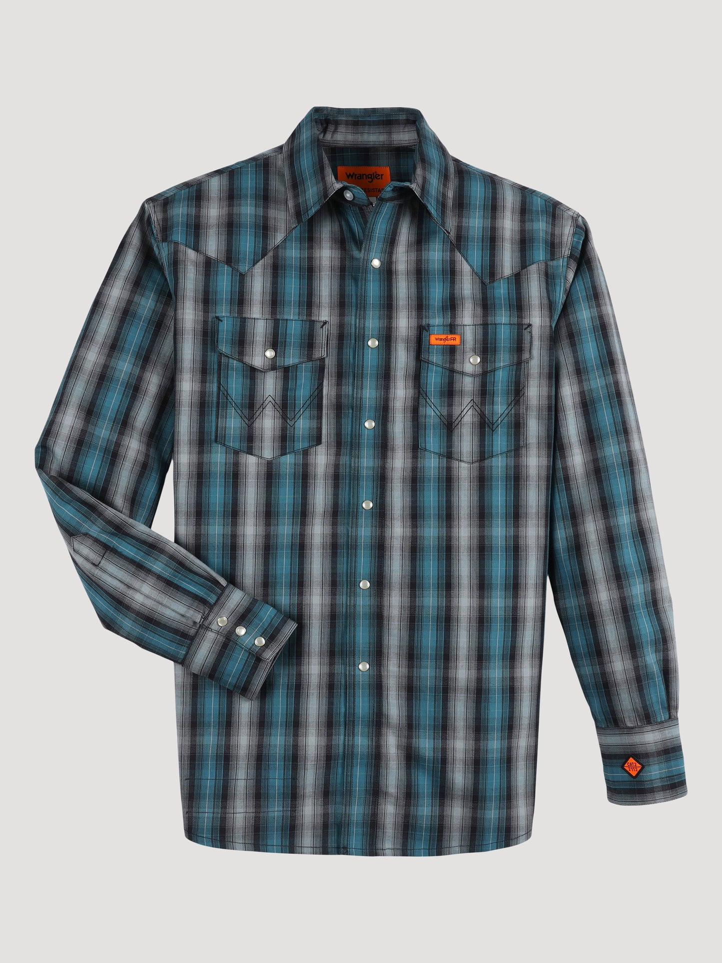 Wrangler® FR Flame Resistant Long Sleeve Work Shirt - Black/Teal 112337358