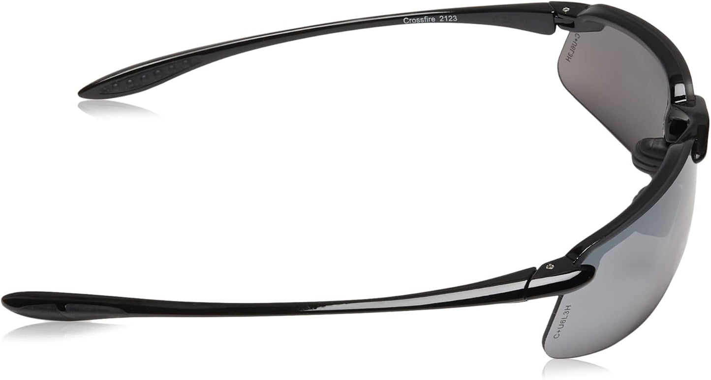RADIANS CROSSFIRE SAFETY GLASSES - BLACK/SILVER MIRROR