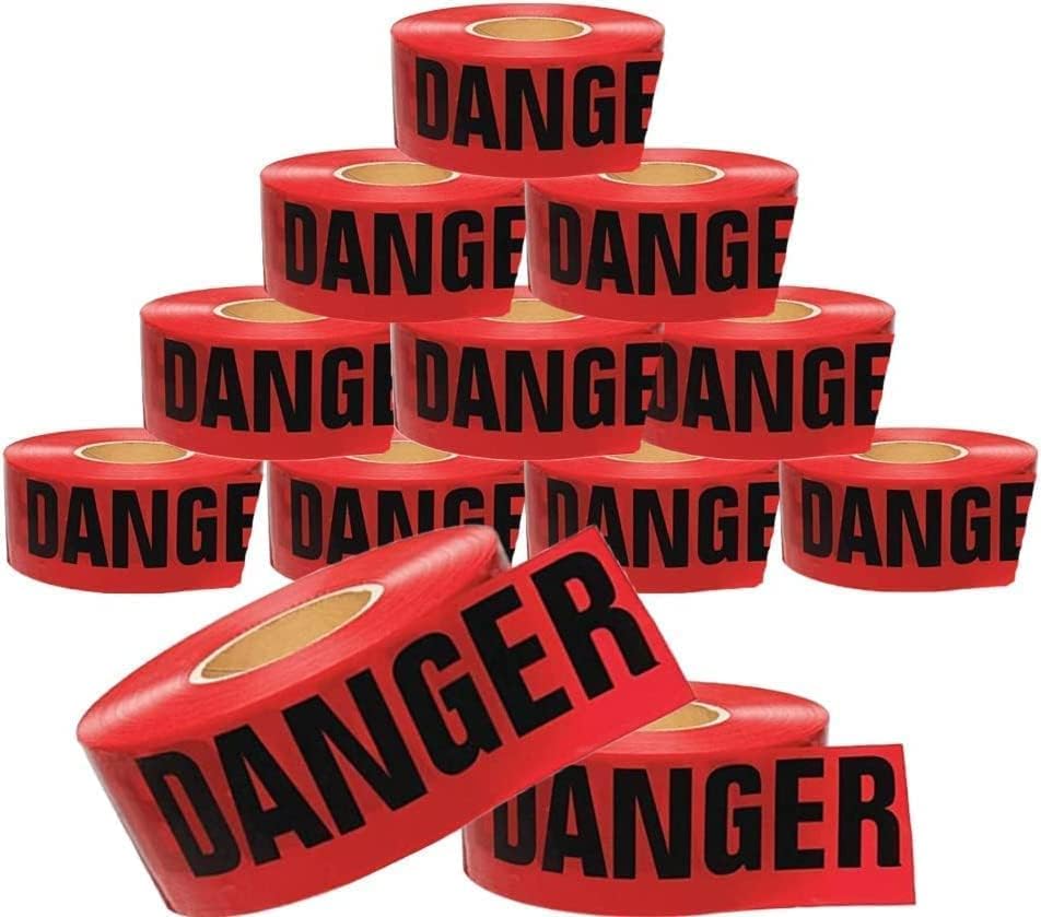 Premium Red Danger Tape Roll - 3 Inch X 1000 Feet X 2mil thickness