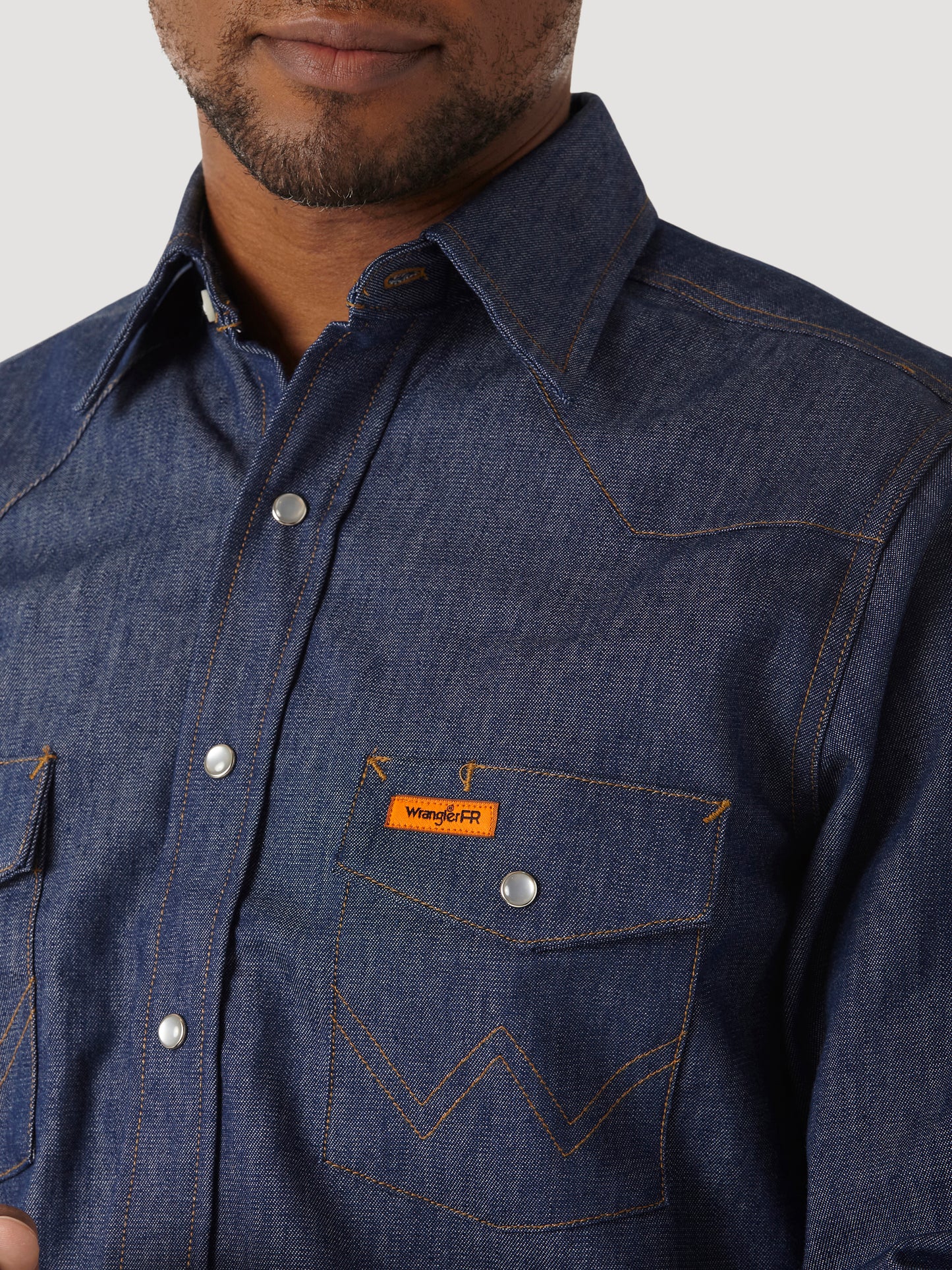 Wrangler® FR Flame Resistant Long Sleeve Twill Work Shirt - Indigo FR12127