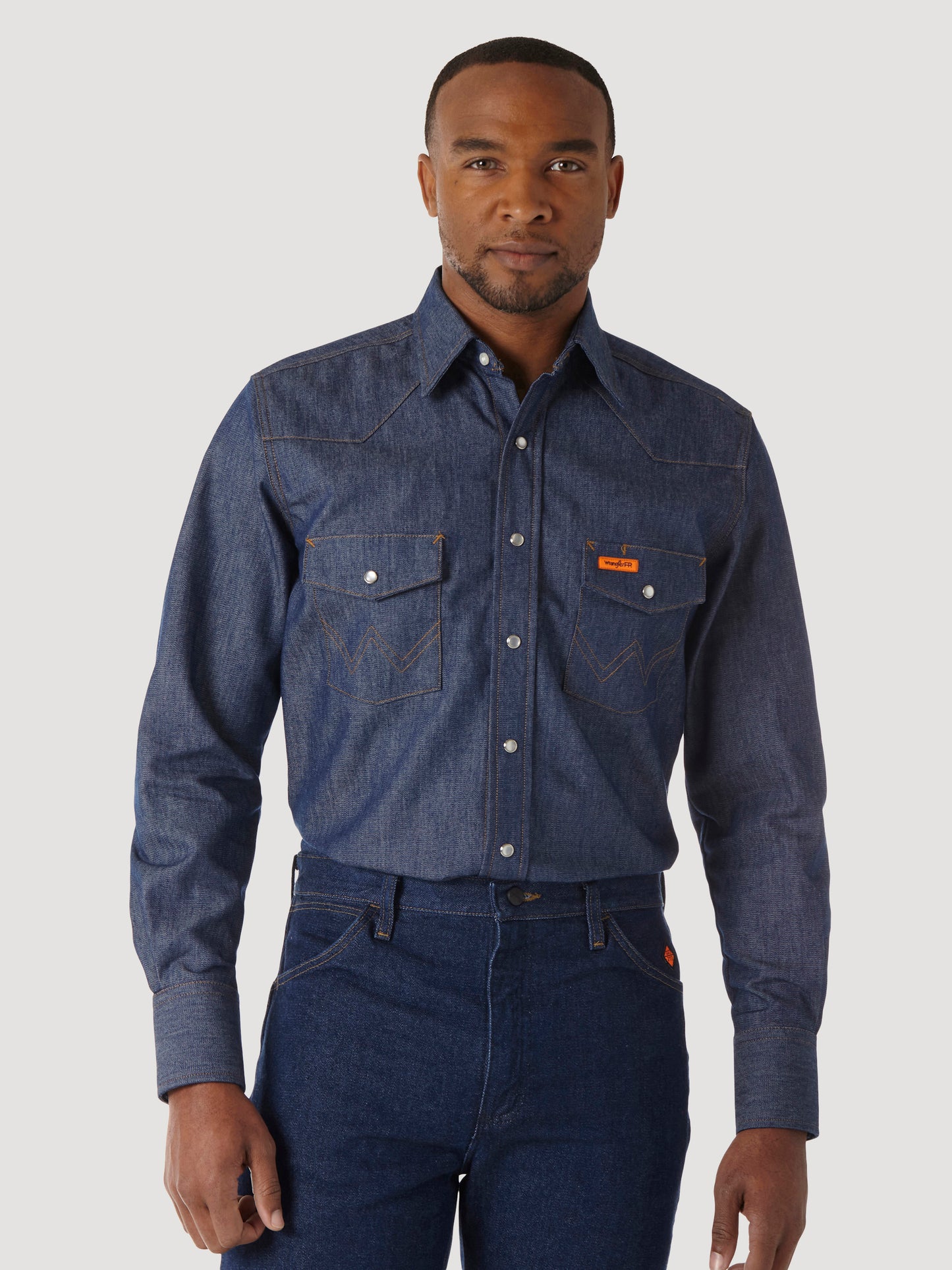 Wrangler® FR Flame Resistant Long Sleeve Twill Work Shirt - Indigo FR12127