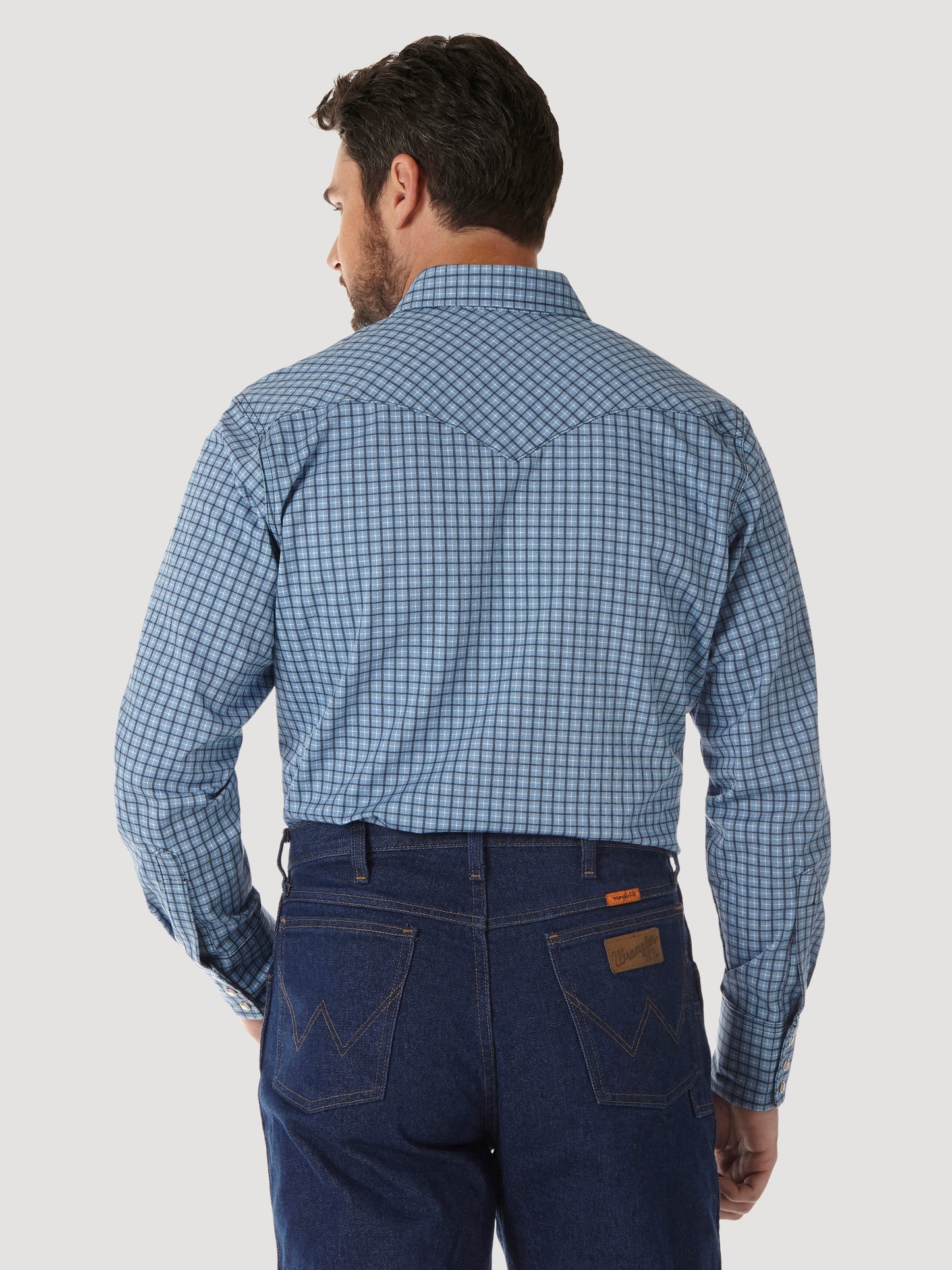 Wrangler® FR Flame Resistant Long Sleeve Work Shirt - Blue Plaid FR123BL