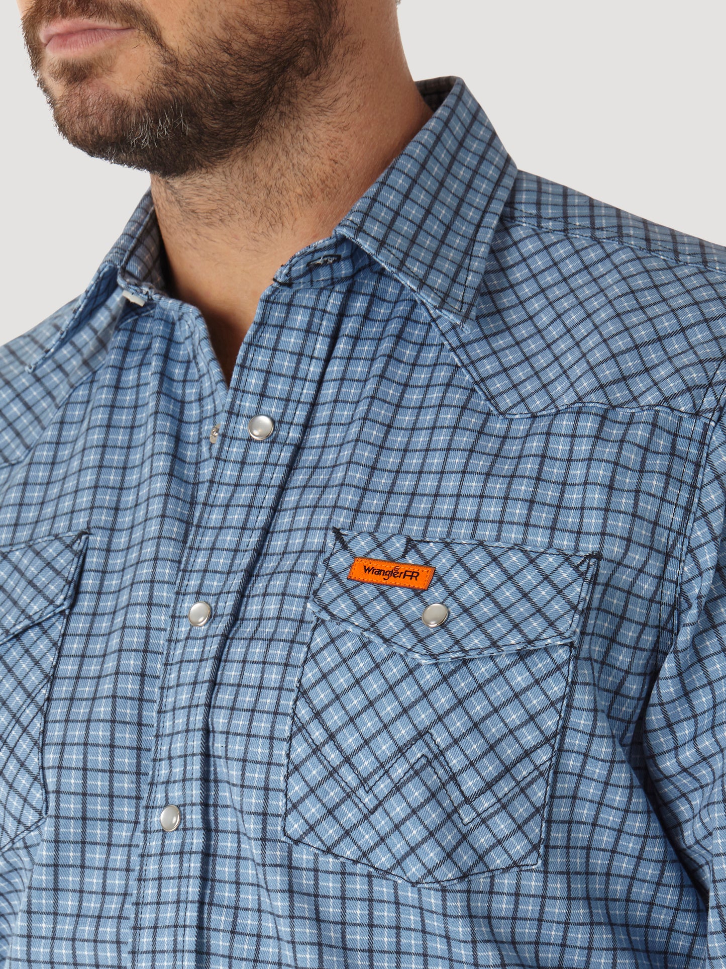 Wrangler® FR Flame Resistant Long Sleeve Work Shirt - Blue Plaid FR123BL