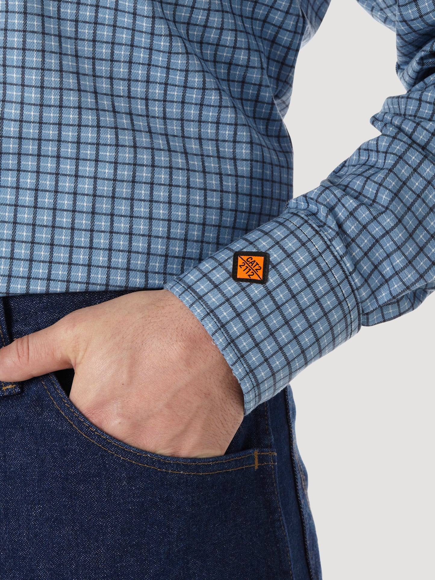 Wrangler® FR Flame Resistant Long Sleeve Work Shirt - Blue Plaid FR123BL