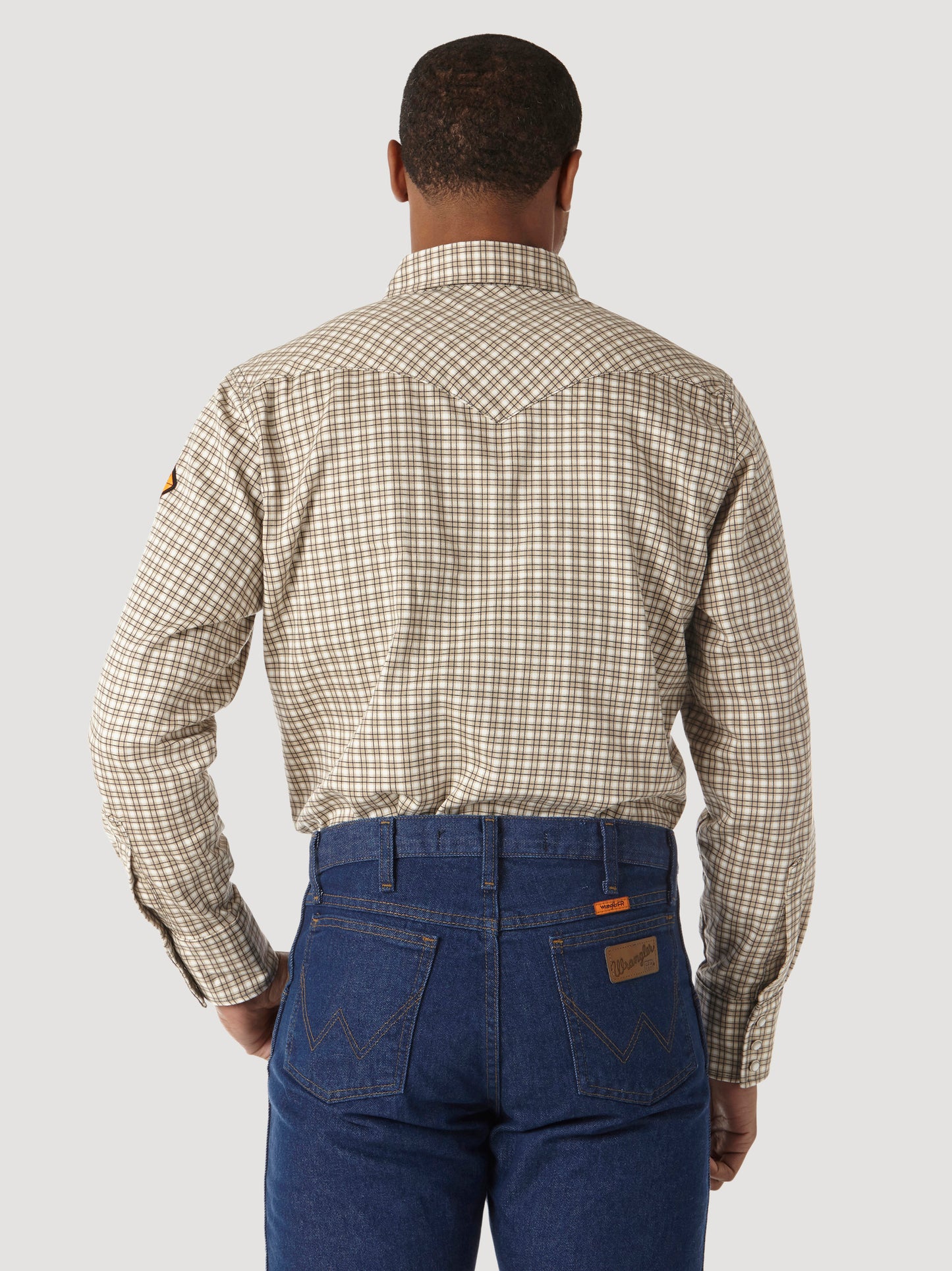 Wrangler® FR Flame Resistant Lightweight Work Shirt - Khaki/White Plaid FR124MM