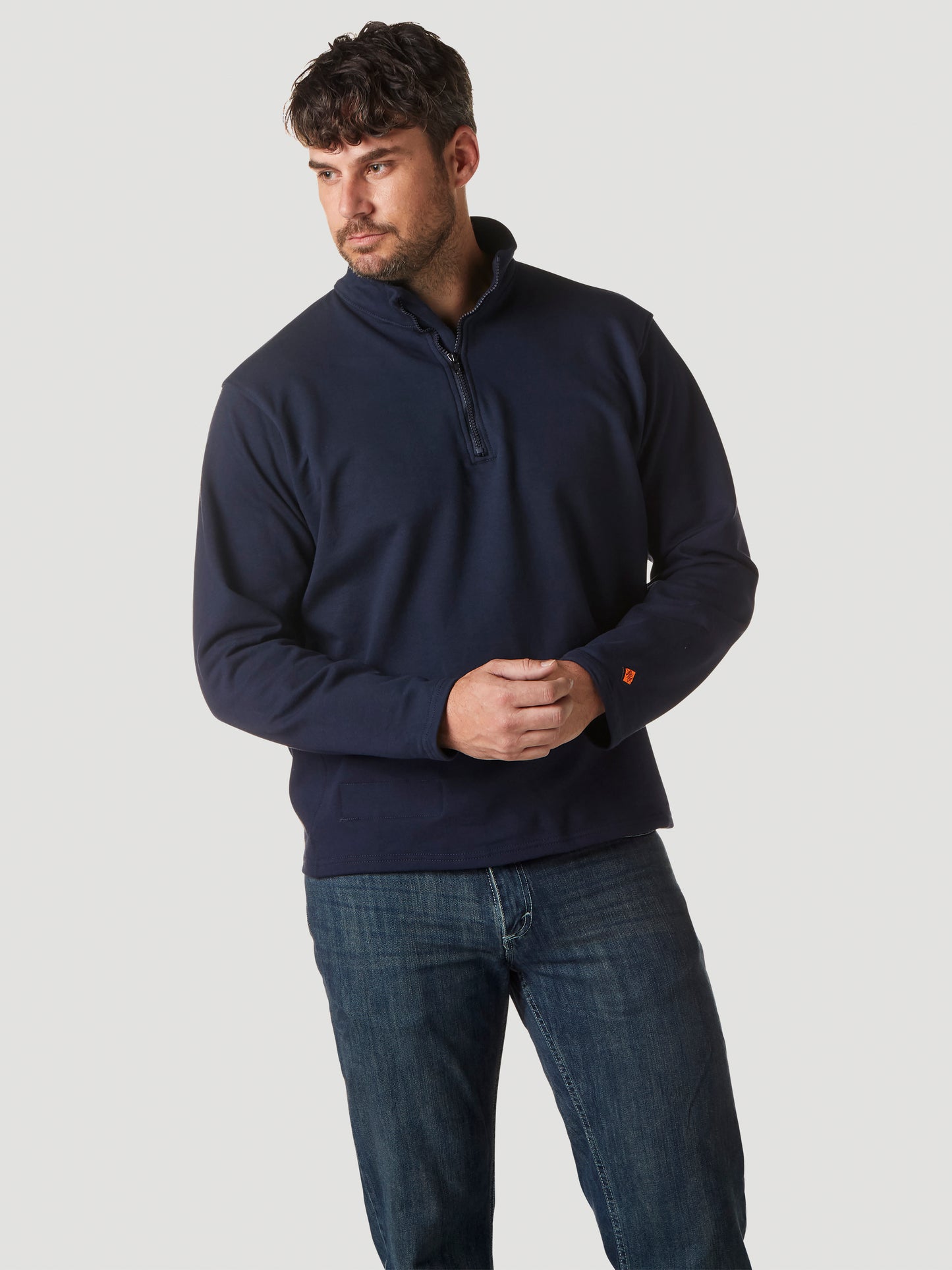 Wrangler® FR Flame Resistant 1/4 Zip Pullover Hoodie - Navy FR192NV