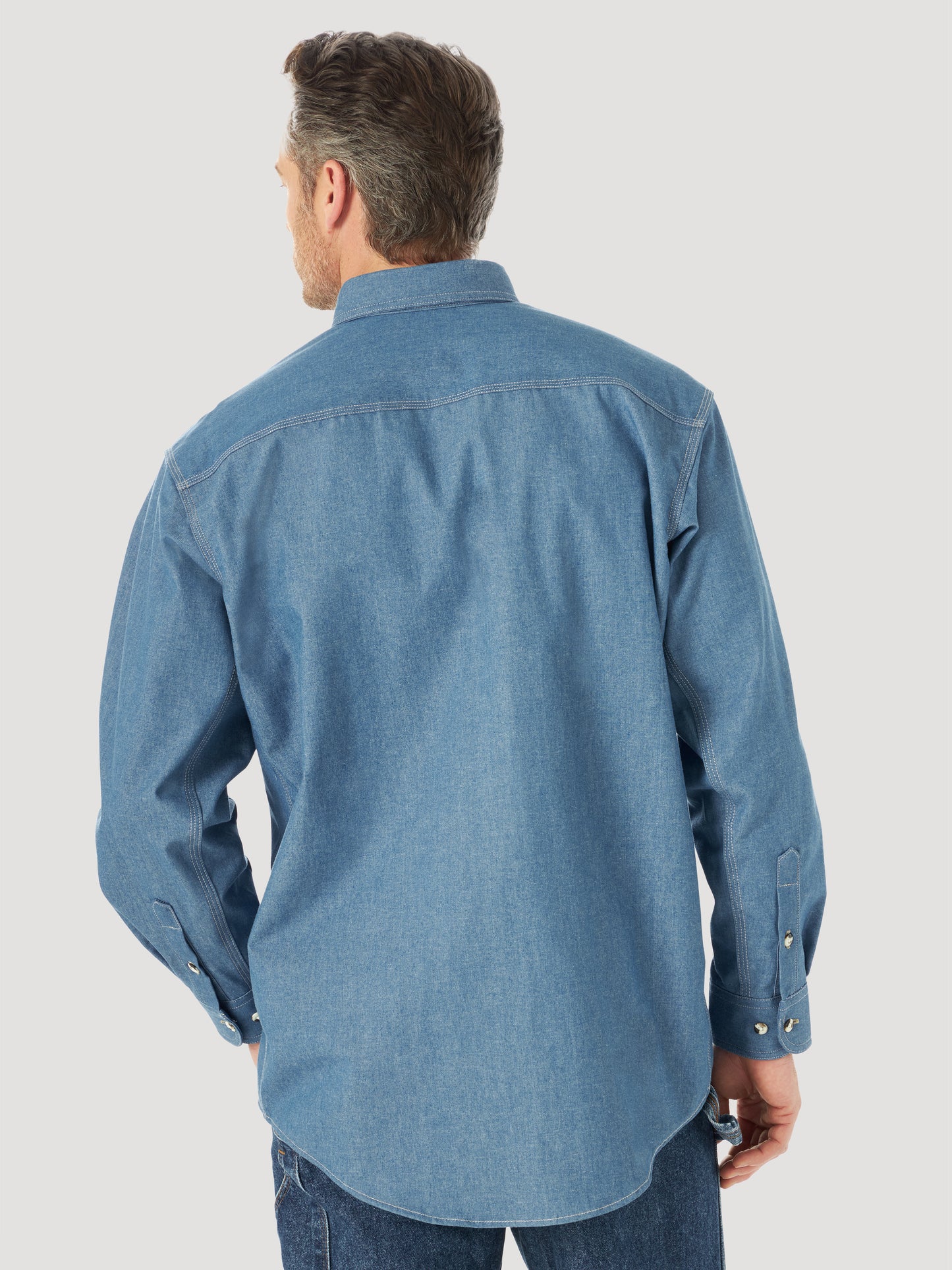 Wrangler® FR Flame Resistant Long Sleeve Work Shirt - Blue Chambray FR3W01B