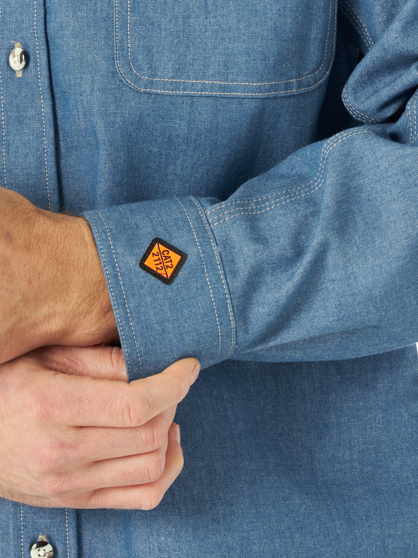 Wrangler® FR Flame Resistant Long Sleeve Work Shirt - Blue Chambray FR3W01B