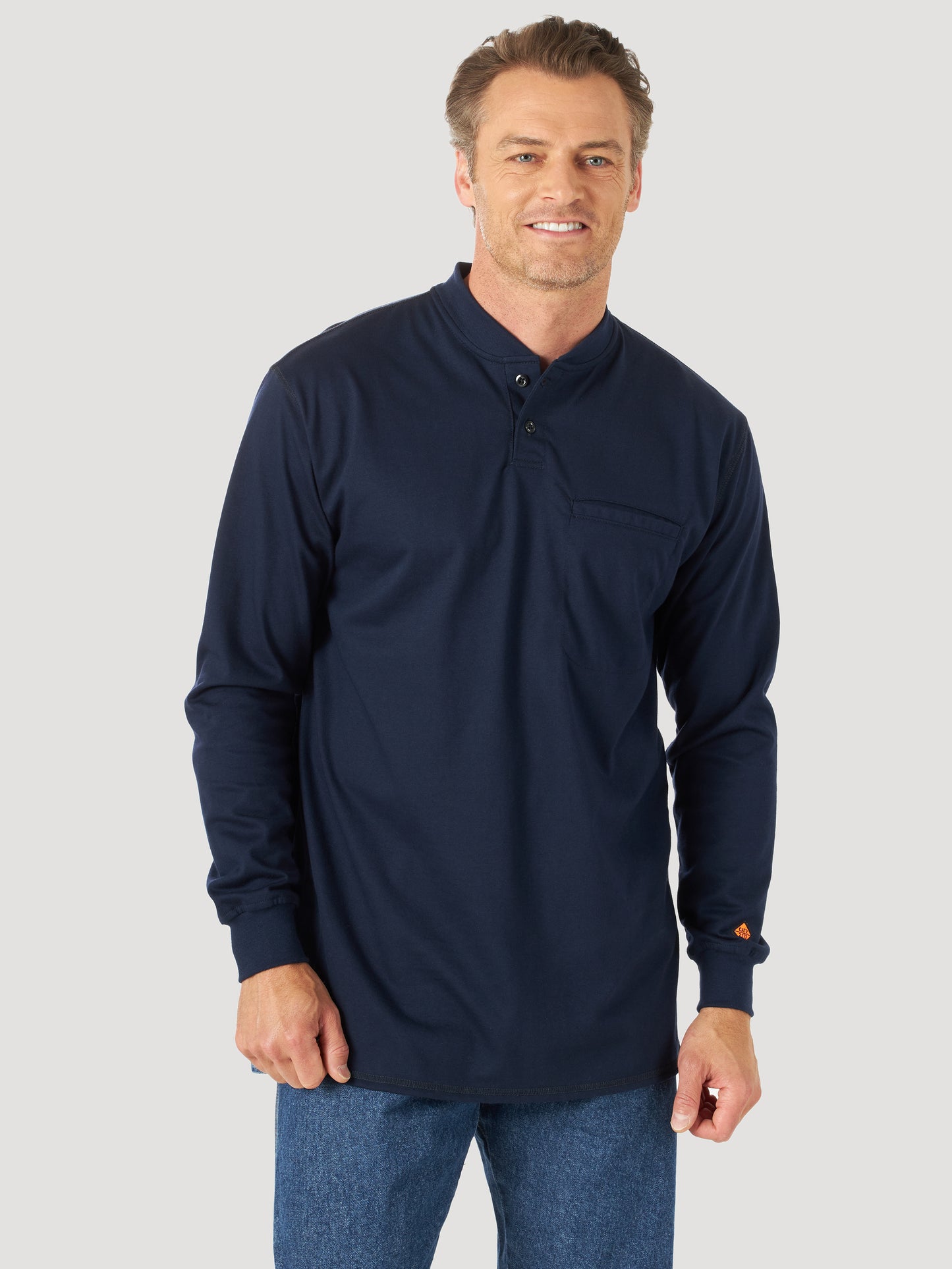 Wrangler® FR Flame Resistant Long Sleeve Henley - Navy FR3W7NY