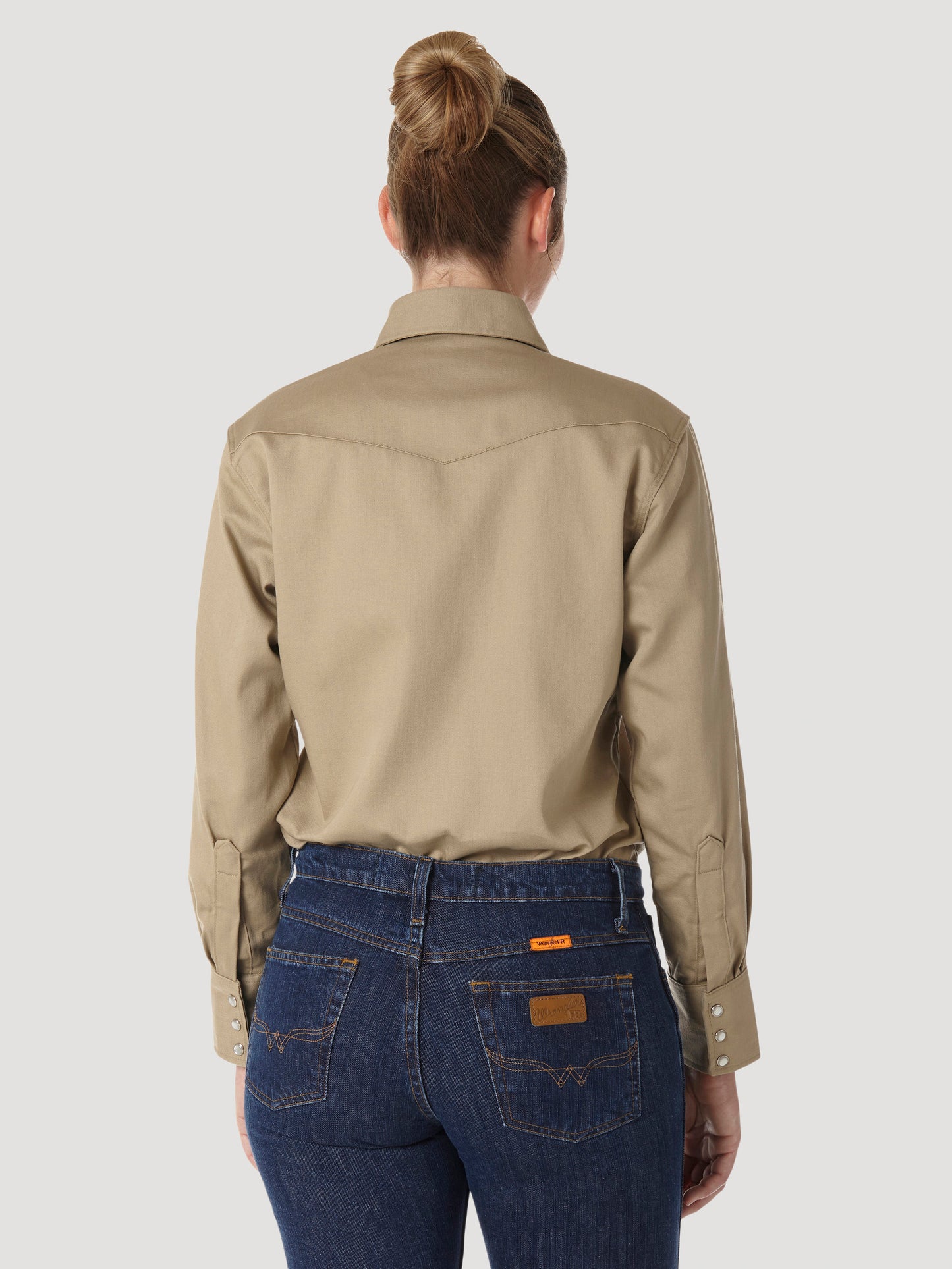 Womens Wrangler® FR Flame Resistant Long Sleeve Shirt - Khaki FRLW06T