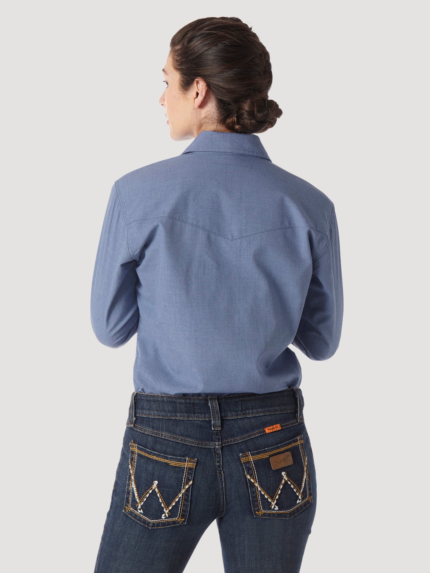 Womens Wrangler® FR Flame Resistant Work Shirt Snaps - Blue FRLW11B