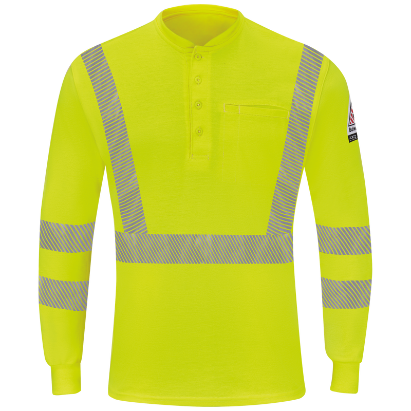 BULWARK MEN'S HI-VIS LIGHTWEIGHT FR LONG SLEEVE HENLEY