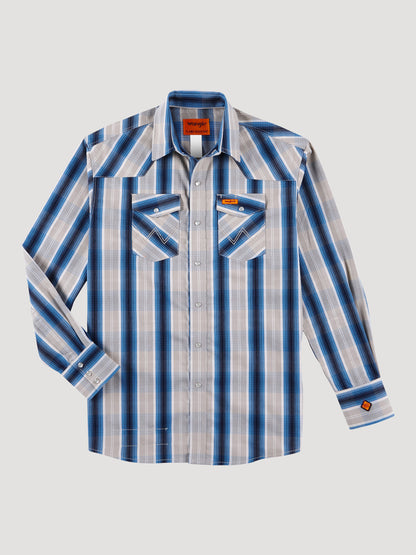 Wrangler® FR Western Snap Shirt - Tan/Blue 112319160
