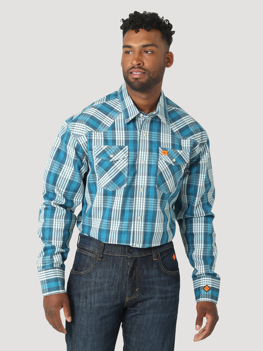 Wrangler® FR 20X Fashion Snap Shirt - Aqua Plaid 112319162