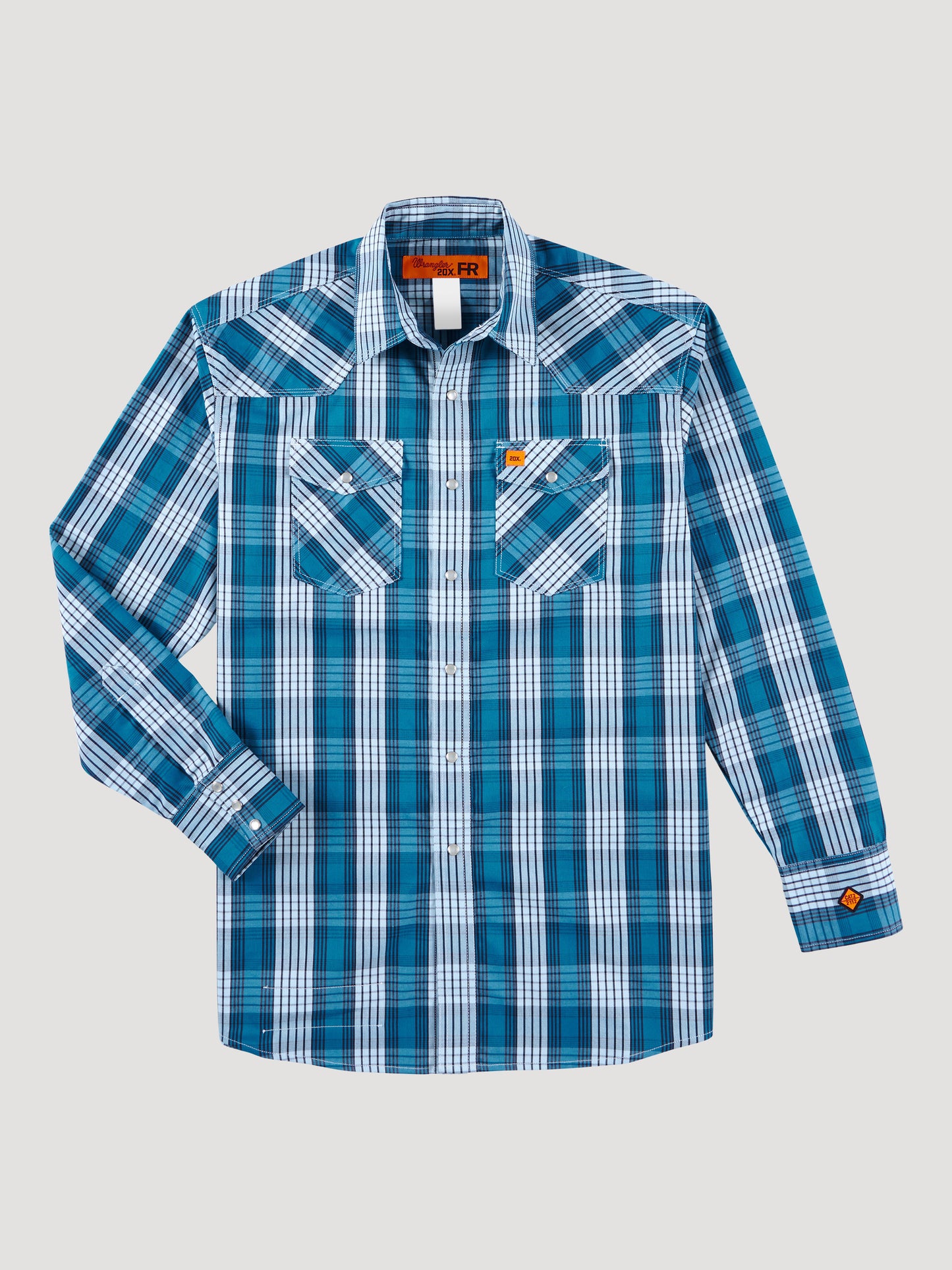 Wrangler® FR 20X Fashion Snap Shirt - Aqua Plaid 112319162