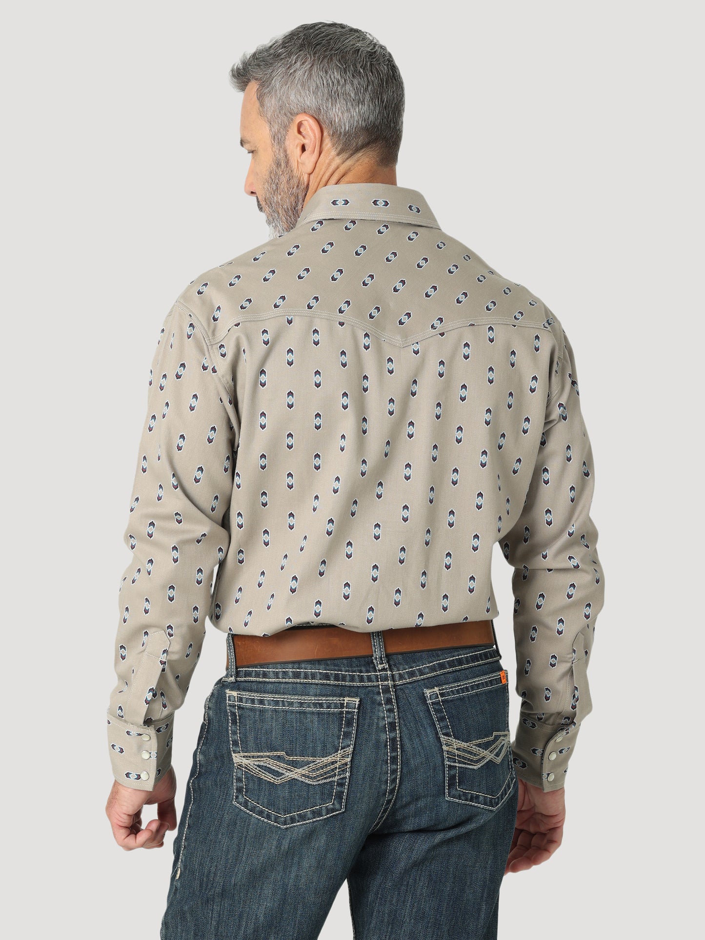 Wrangler® FR 20X Fashion Snap Shirt - Tan/Aztec Print 112319171