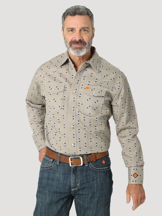 Wrangler® FR 20X Fashion Snap Shirt - Tan/Aztec Print 112319171