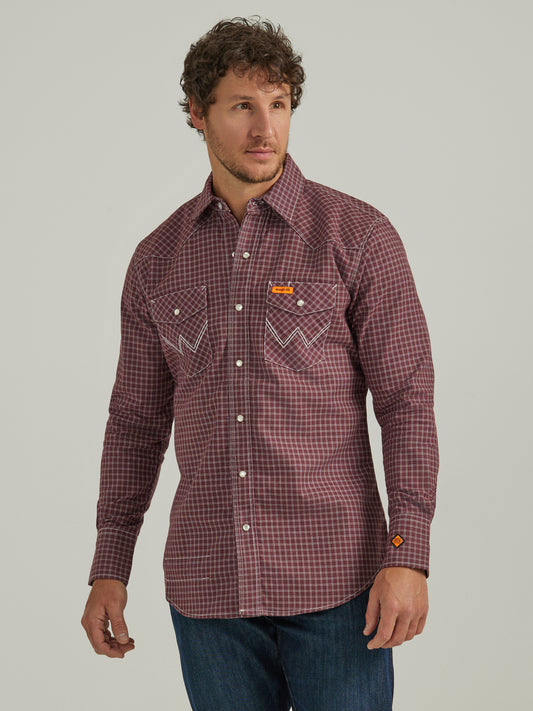 Wrangler® FR Flame Resistant Long Sleeve Work Shirt - Burgundy 112337357
