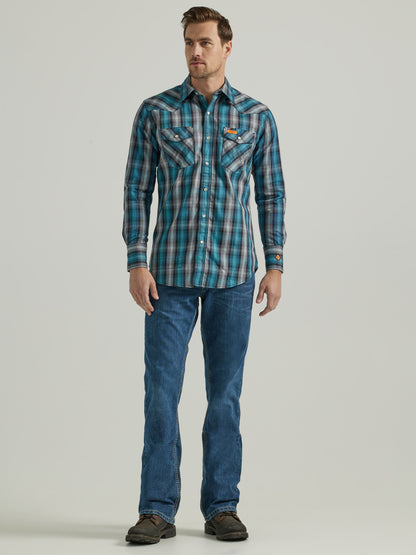 Wrangler® FR Flame Resistant Long Sleeve Work Shirt - Black/Teal 112337358