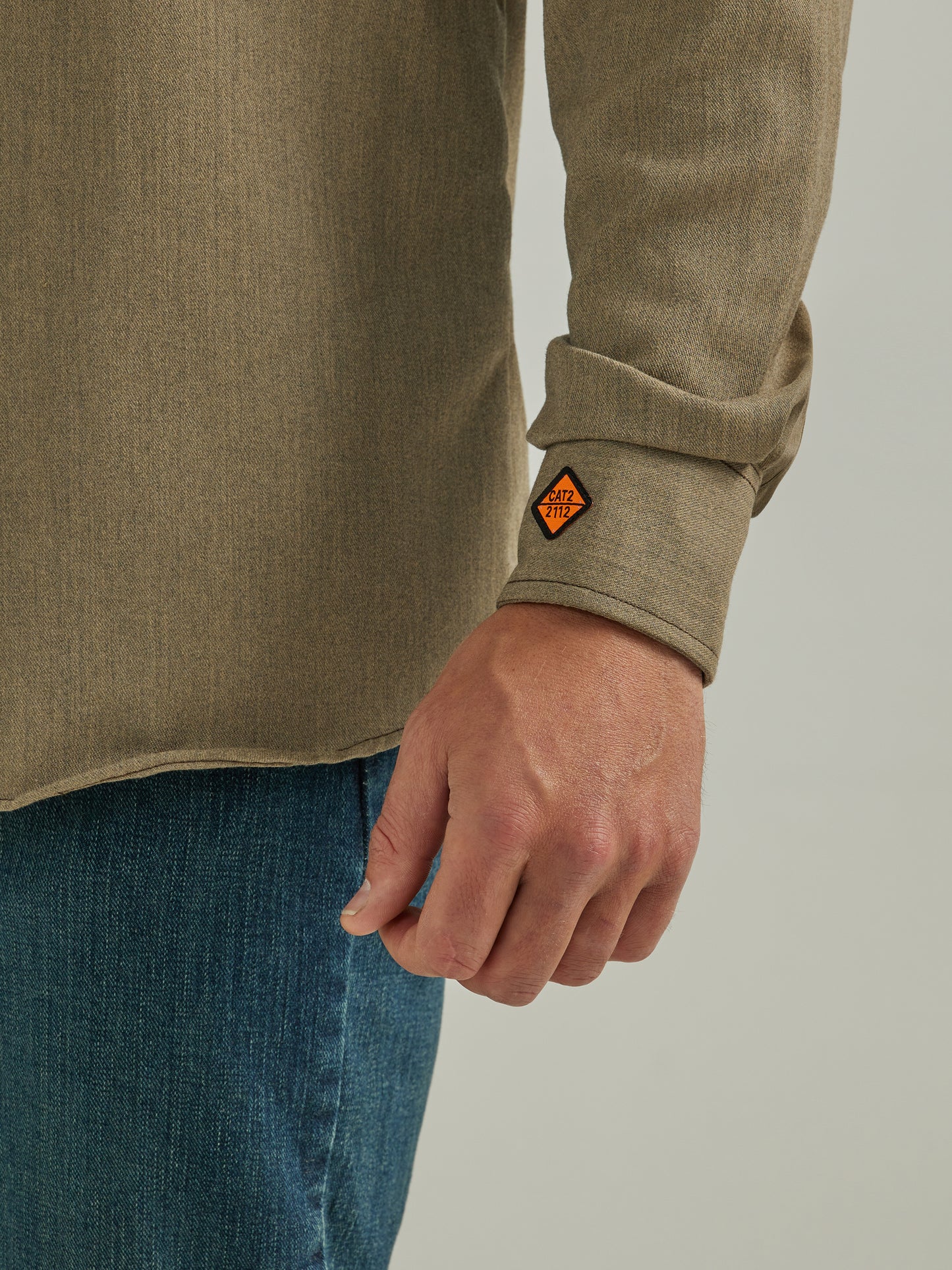 Wrangler® FR Flame Resistant 20X Snap Long Sleeve Shirt - Heathered Khaki 112337759