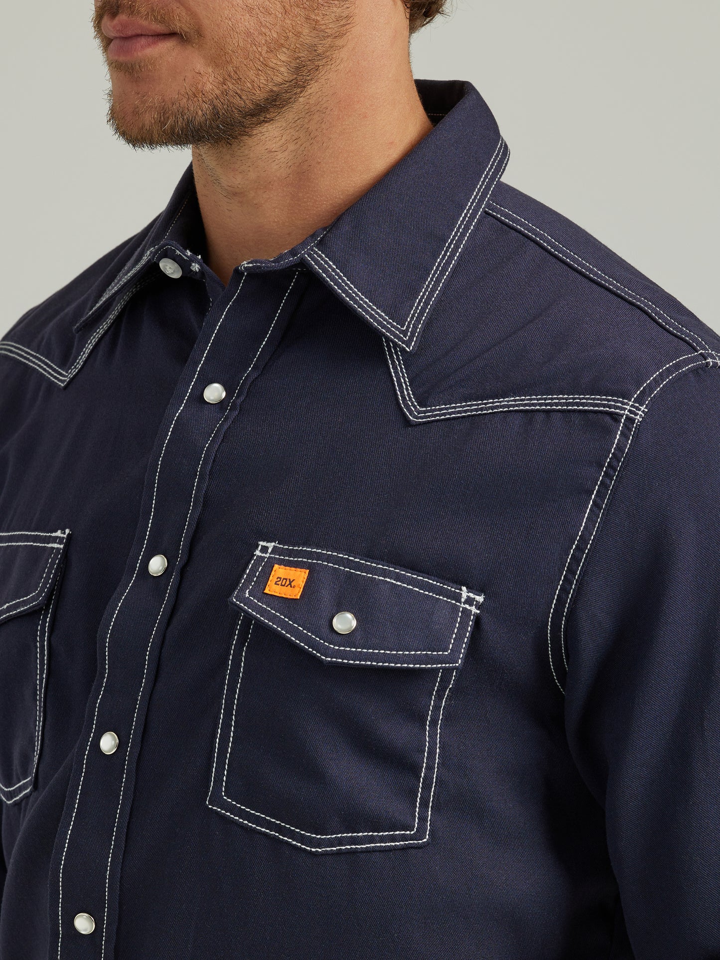 Wrangler® FR Flame Resistant 20X Snap Long Sleeve Shirt - Navy 112337760