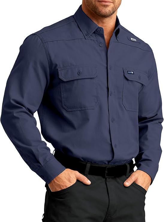 Navy Ripstop Vented Long Sleeve FR Work Shirt