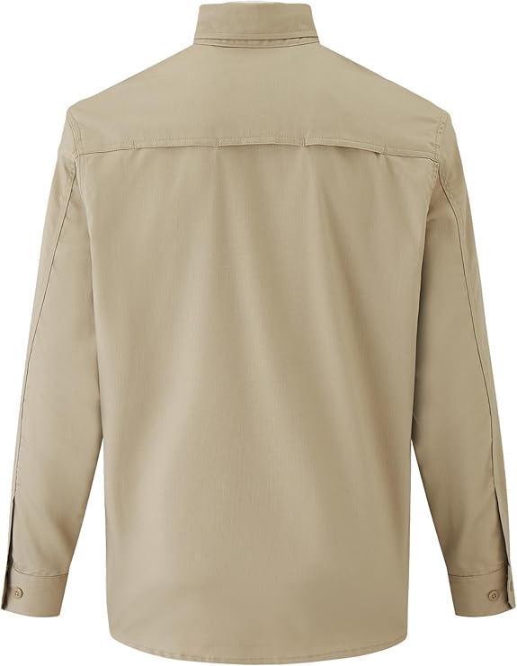 Khaki Ripstop Vented Long Sleeve FR Work Shirt