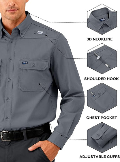 Dark Grey Ripstop Vented Long Sleeve FR Work Shirt