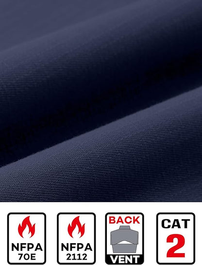 Navy Ripstop Vented Long Sleeve FR Work Shirt