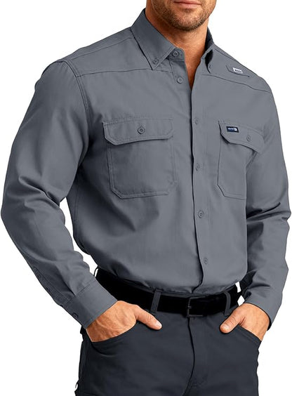 Dark Grey Ripstop Vented Long Sleeve FR Work Shirt