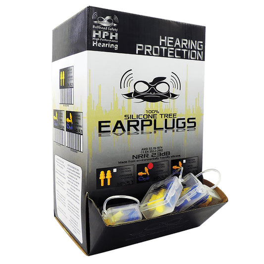 Bullhead Safety HP-S2 Corded Reusable Silicone Earplugs (100) Pairs