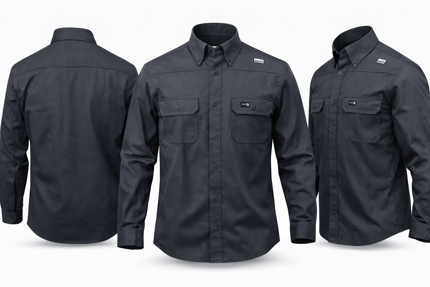 Dark Grey Ripstop Vented Long Sleeve FR Work Shirt