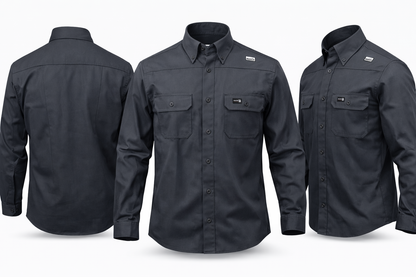 Dark Grey Ripstop Vented Long Sleeve FR Work Shirt