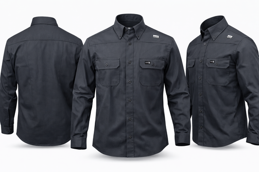 Dark Grey Ripstop Vented Long Sleeve FR Work Shirt