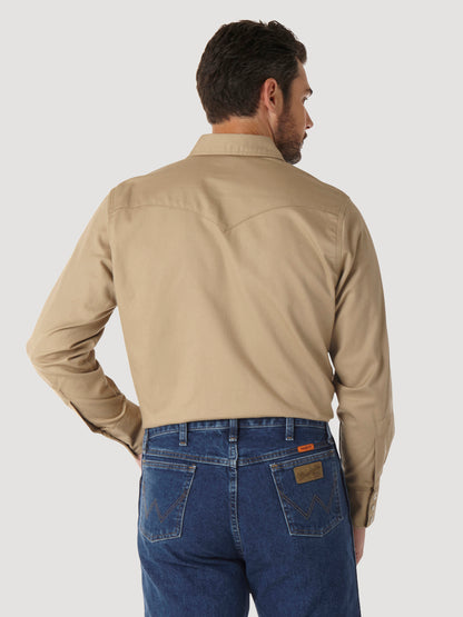 Wrangler® FR Flame Resistant Long Sleeve Twill Solid Shirt - Khaki FR12140