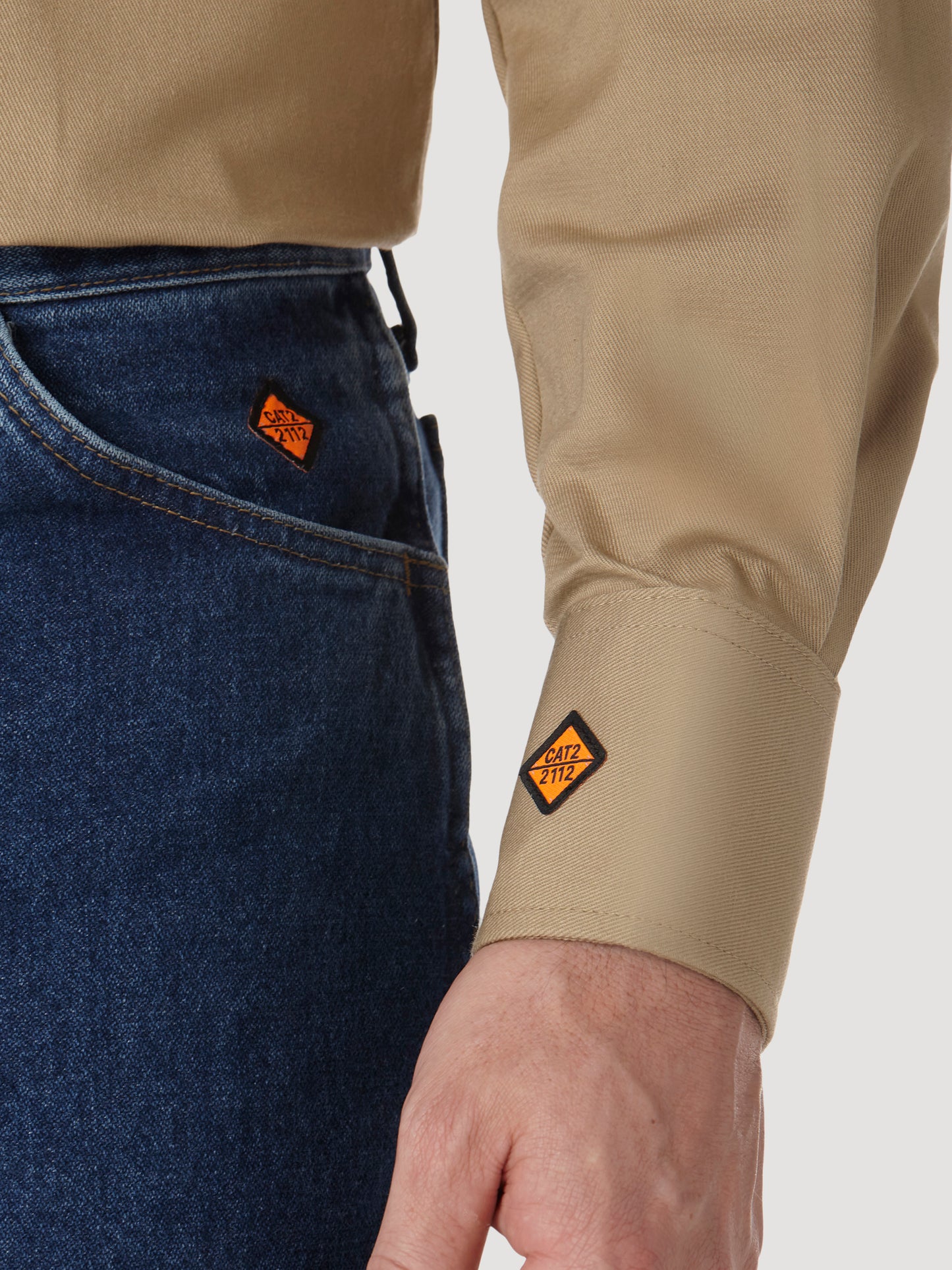 Wrangler® FR Flame Resistant Long Sleeve Twill Solid Shirt - Khaki FR12140