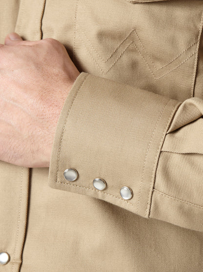 Wrangler® FR Flame Resistant Long Sleeve Twill Solid Shirt - Khaki FR12140