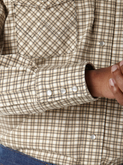 Wrangler® FR Flame Resistant Lightweight Work Shirt - Khaki/White Plaid FR124MM