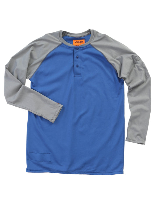 Wrangler® FR Flame Resistant Knit Baseball Henley - Blue FR161BL
