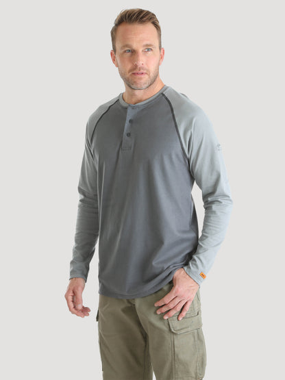 Wrangler® FR Flame Resistant Knit Baseball Henley - Grey FR161GY