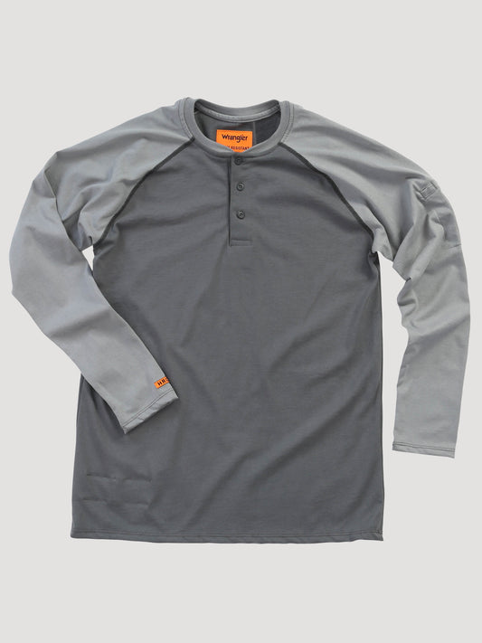 Wrangler® FR Flame Resistant Knit Baseball Henley - Grey FR161GY