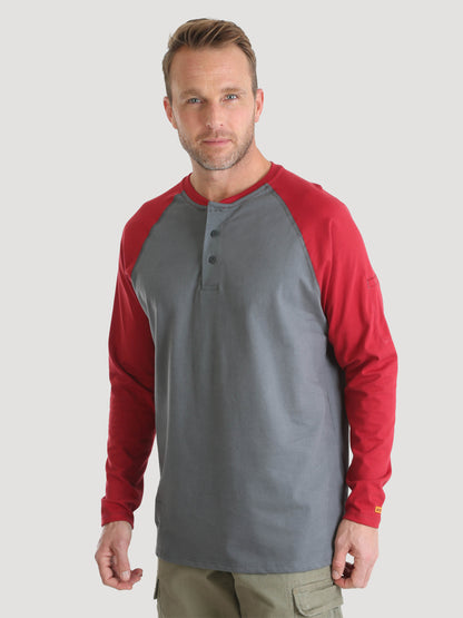 Wrangler® FR Flame Resistant Knit Baseball Henley - Red FR161RD