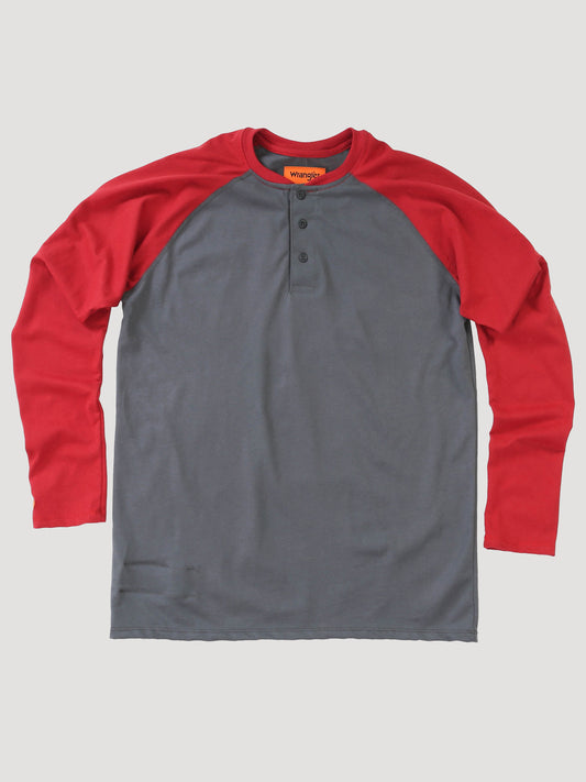 Wrangler® FR Flame Resistant Knit Baseball Henley - Red FR161RD