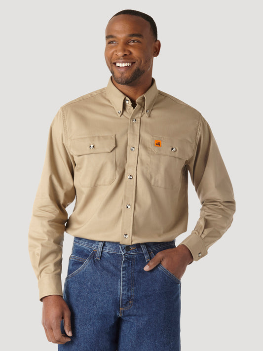 Wrangler® FR Flame Resistant Long Sleeve Work Shirt - Khaki FR3W5KH