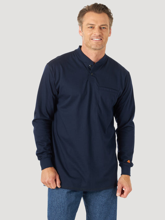 Wrangler® FR Flame Resistant Long Sleeve Henley - Navy FR3W7NY