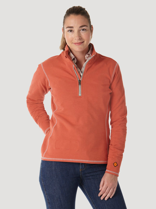 Womens Wrangler® FR Flame Resistant 1/4 Zip Pullover - Hot Sauce FRLW11H