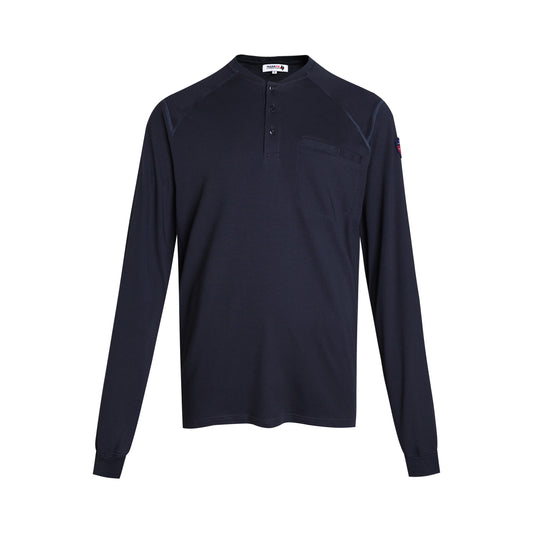 Texas FR Workwear Flame Resistant Long Sleeve Henley - Navy